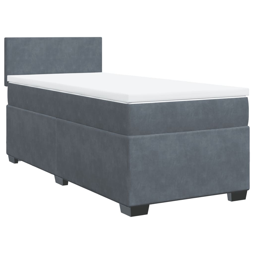 Box spring krevet s madracem tamnosivi 90x200 cm baršunasti