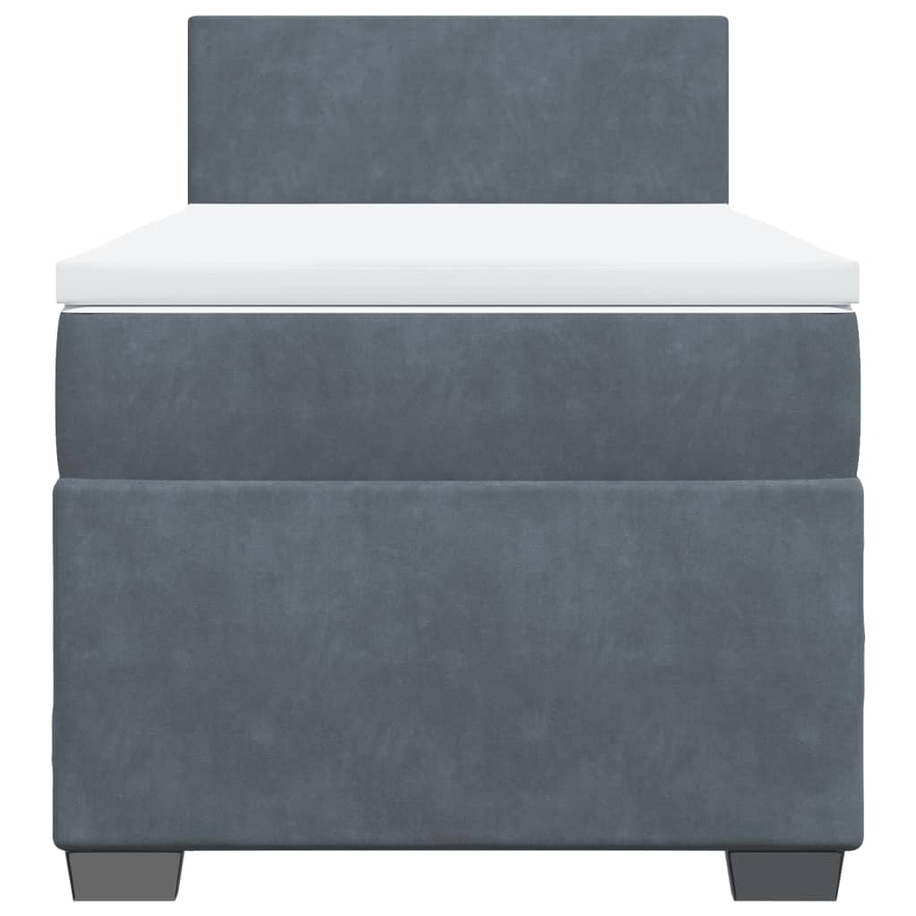 Box spring krevet s madracem tamnosivi 90x200 cm baršunasti