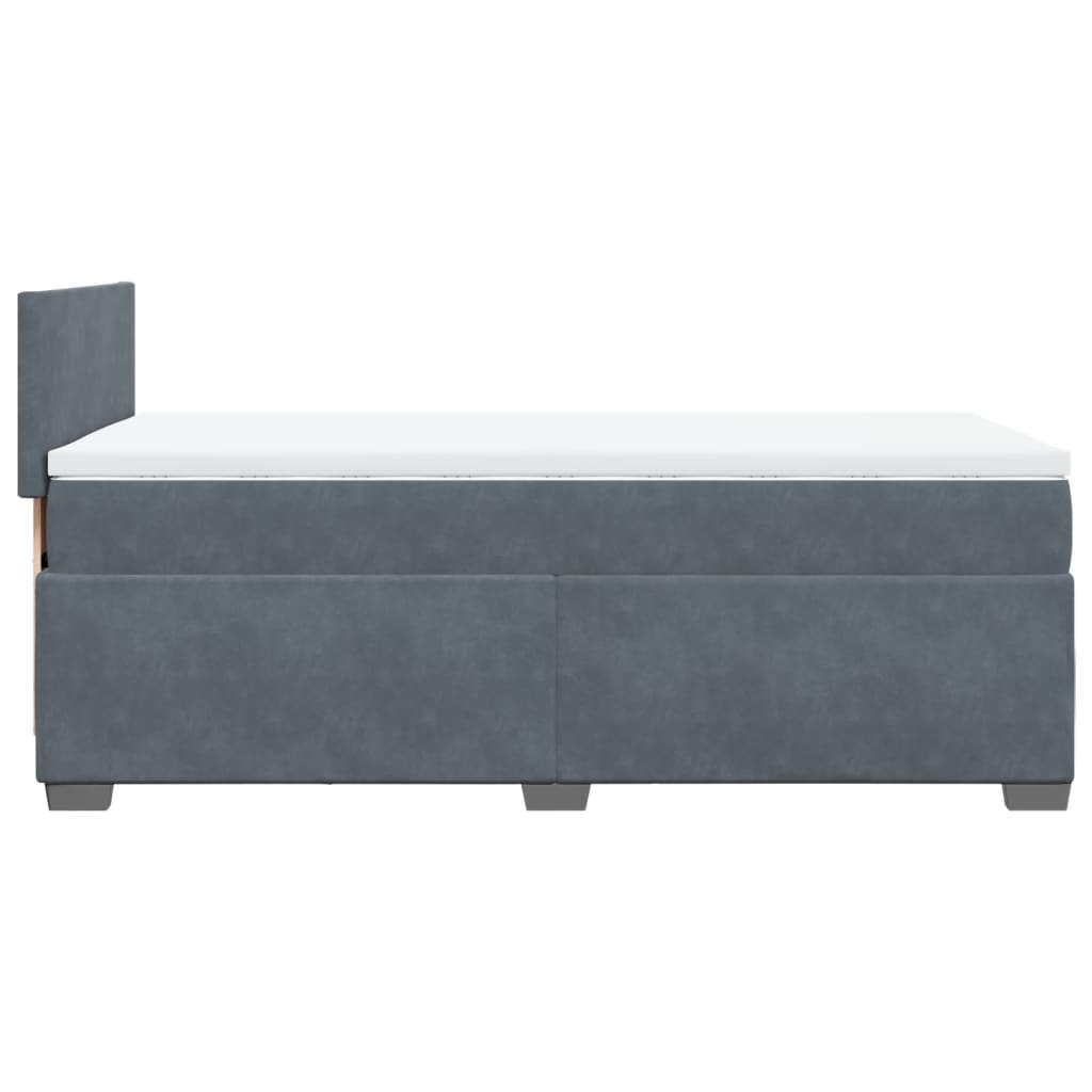 Box spring krevet s madracem tamnosivi 90x200 cm baršunasti