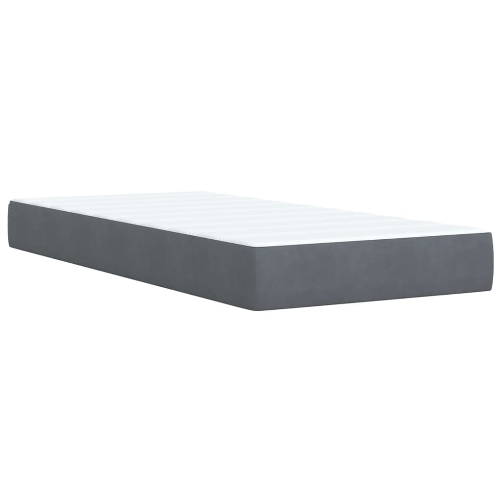 Box spring krevet s madracem tamnosivi 90x200 cm baršunasti