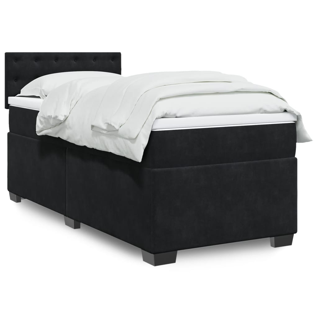 Box spring krevet s madracem crni 90x200 cm baršunasti