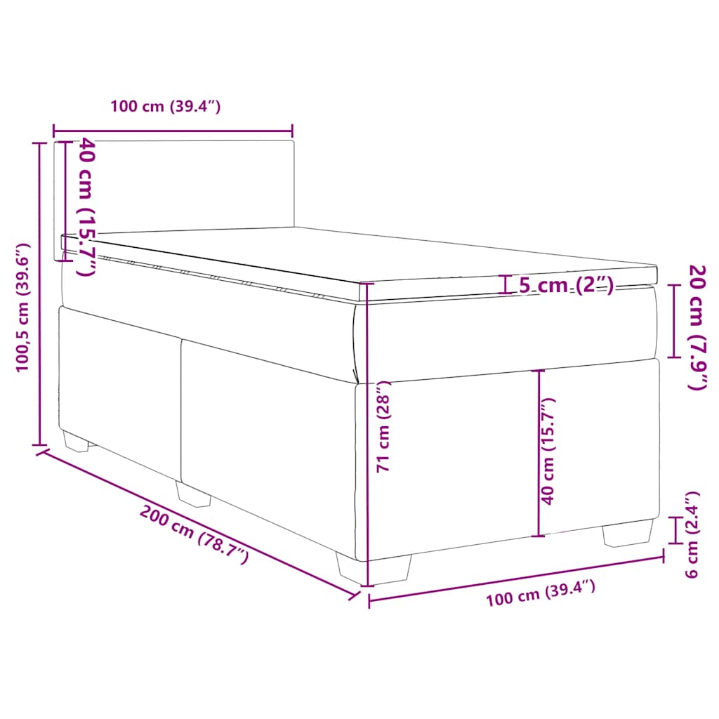 Box spring krevet s madracem tamnozeleni 100x200 cm baršunasti