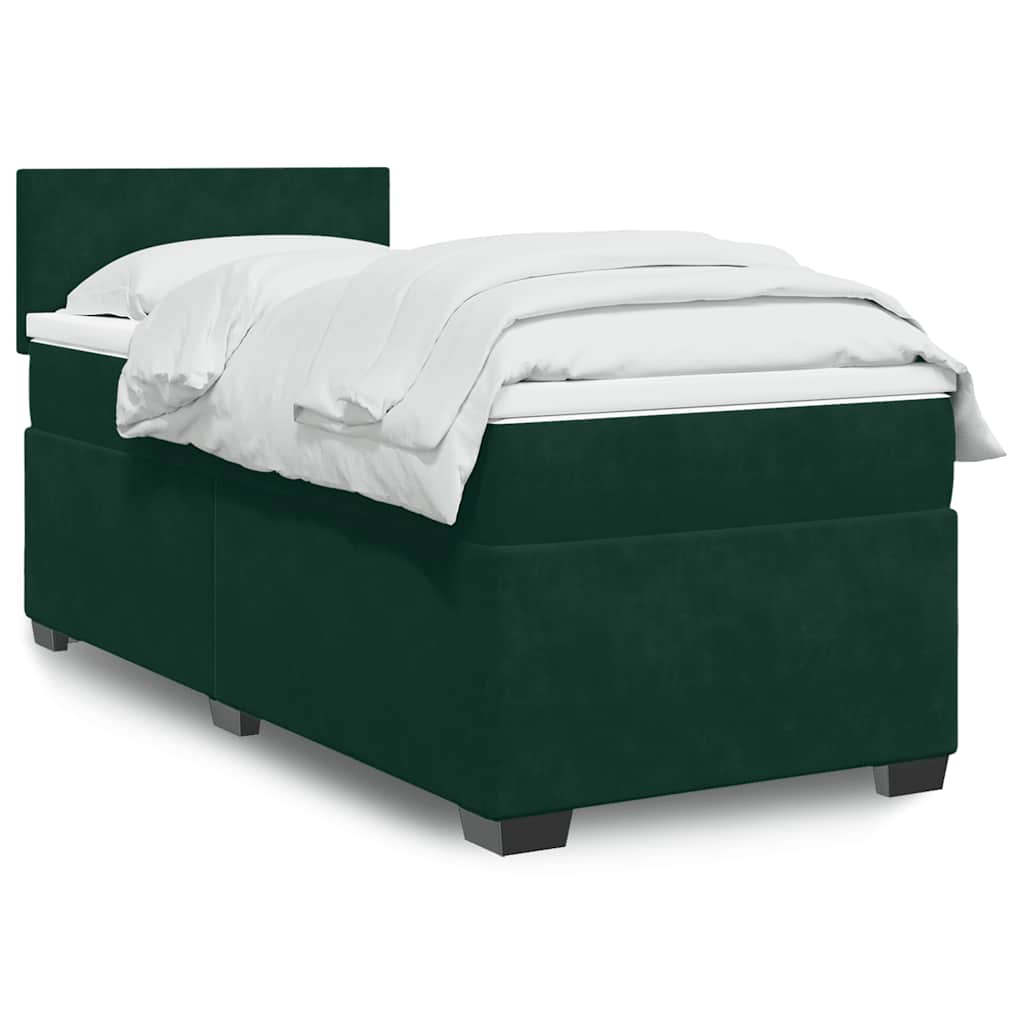Box spring krevet s madracem tamnozeleni 100x200 cm baršunasti
