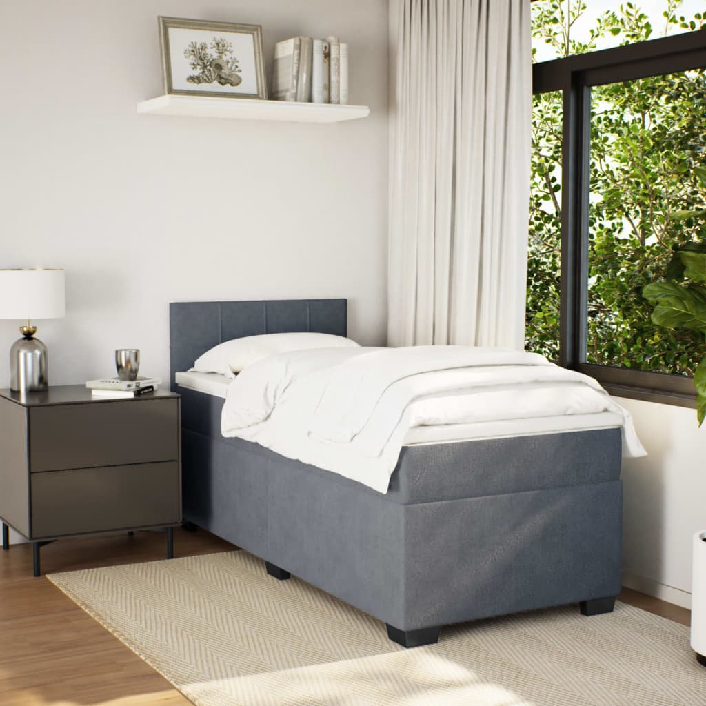 Box spring krevet s madracem tamnosivi 100x200 cm baršunasti