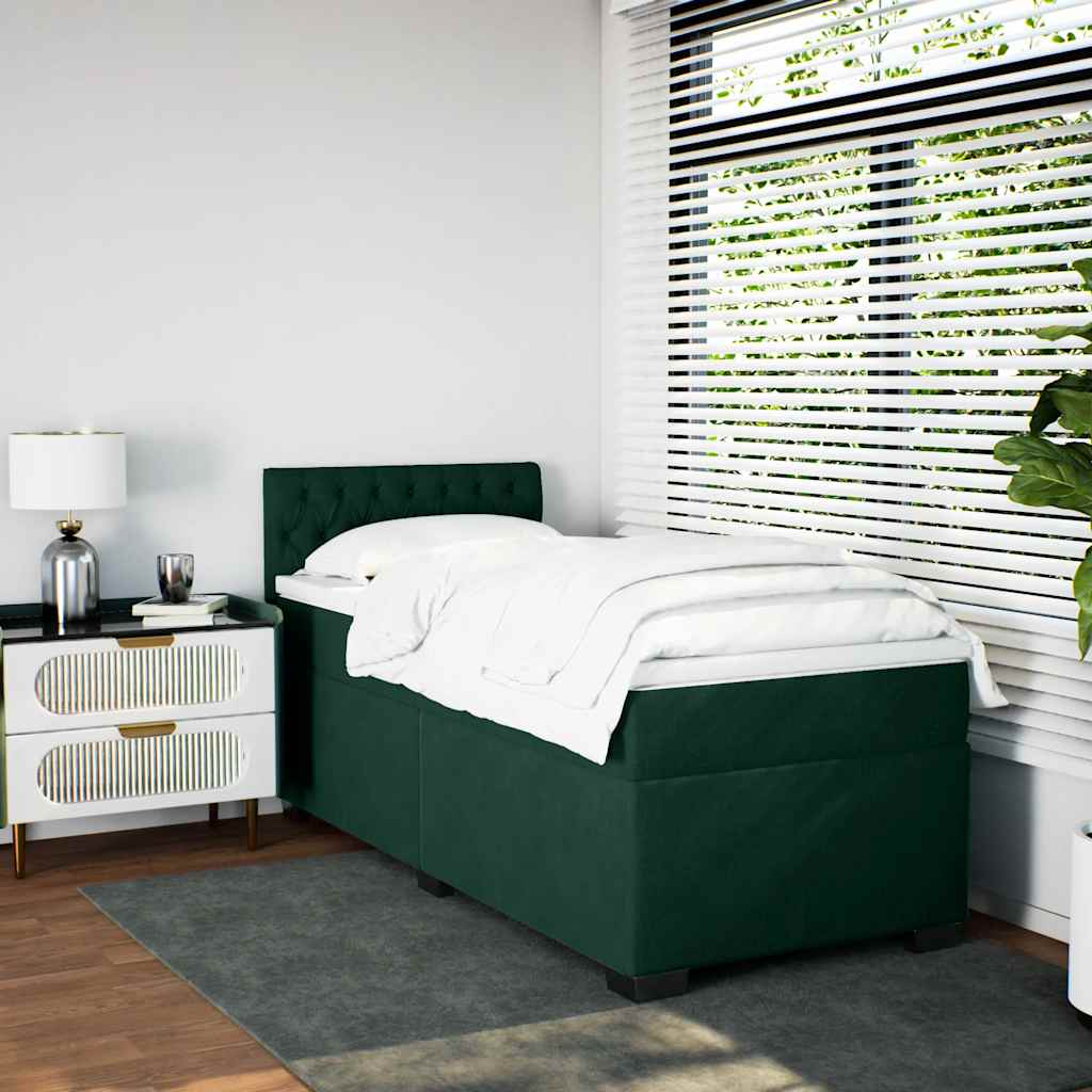 Box spring krevet s madracem tamnozeleni 100x200 cm baršunasti