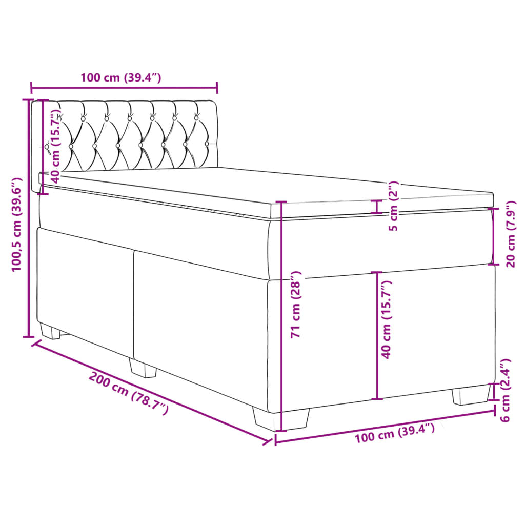 Box spring krevet s madracem ružičasti 100x200 cm baršunasti