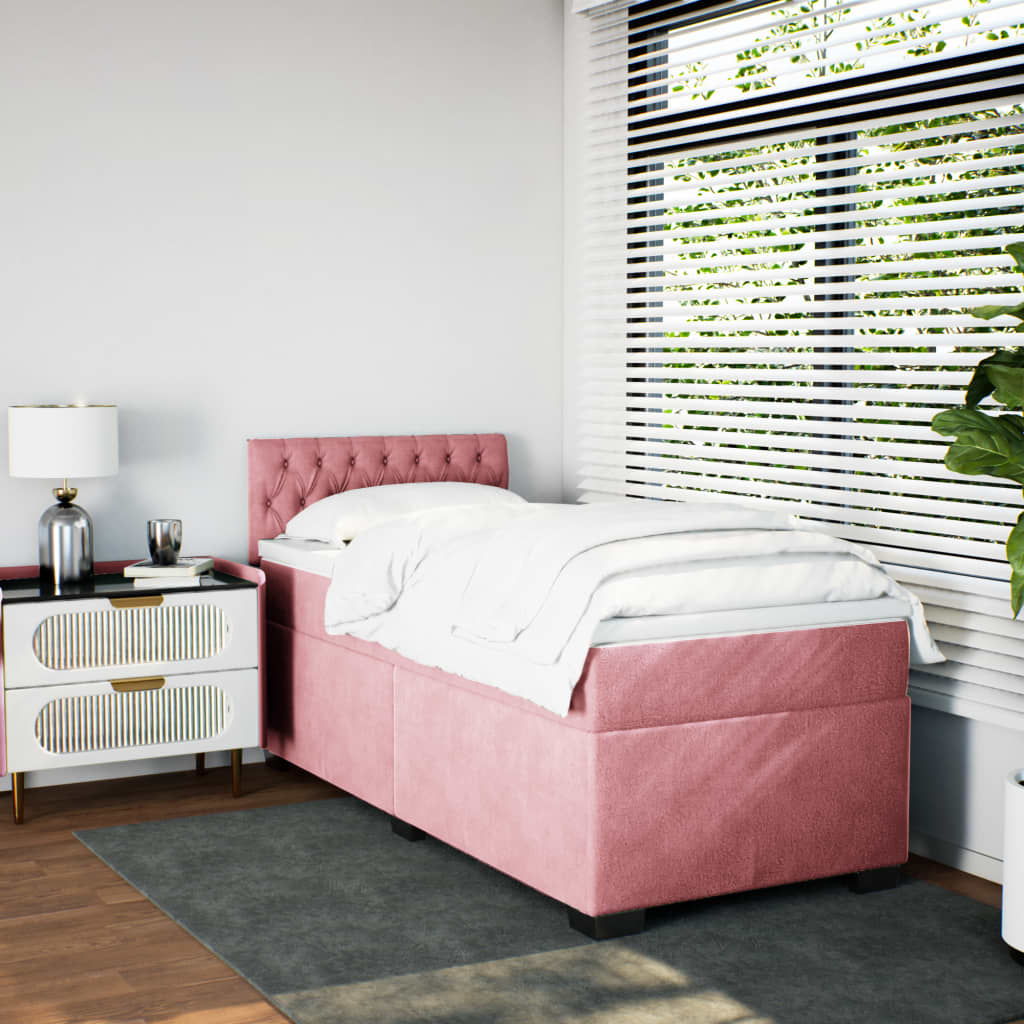 Box spring krevet s madracem ružičasti 100x200 cm baršunasti