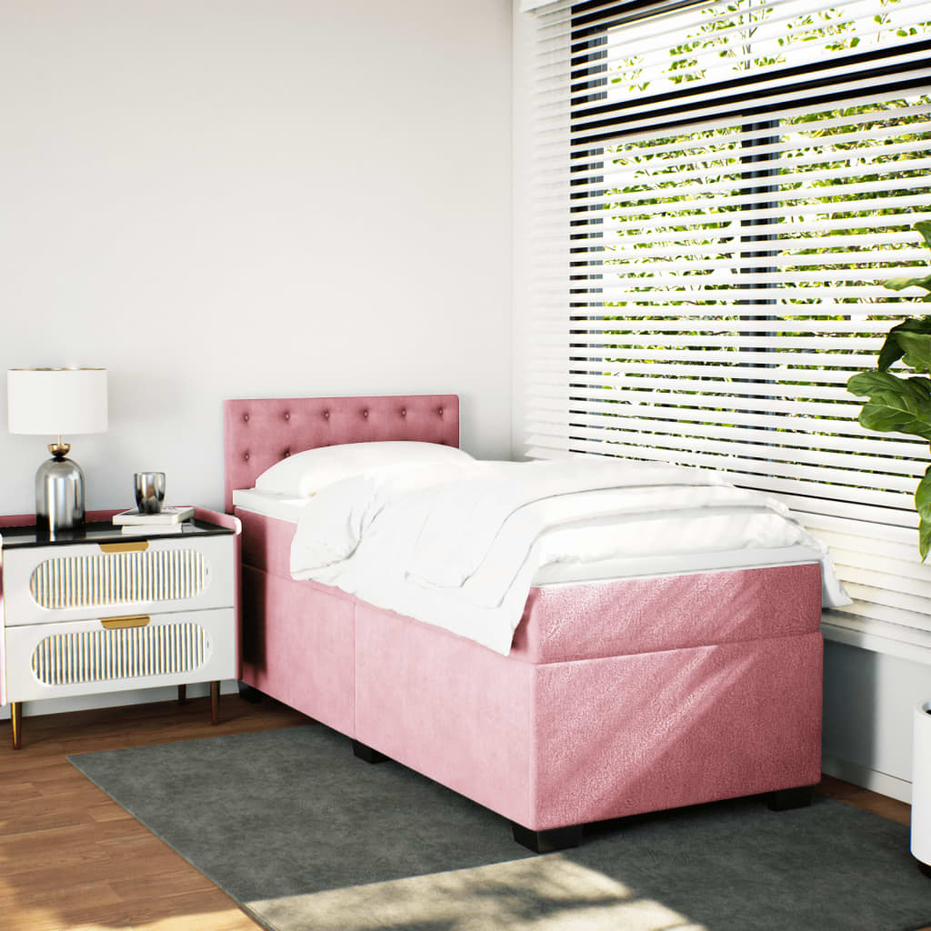 Box spring krevet s madracem ružičasti 100x200 cm baršunasti