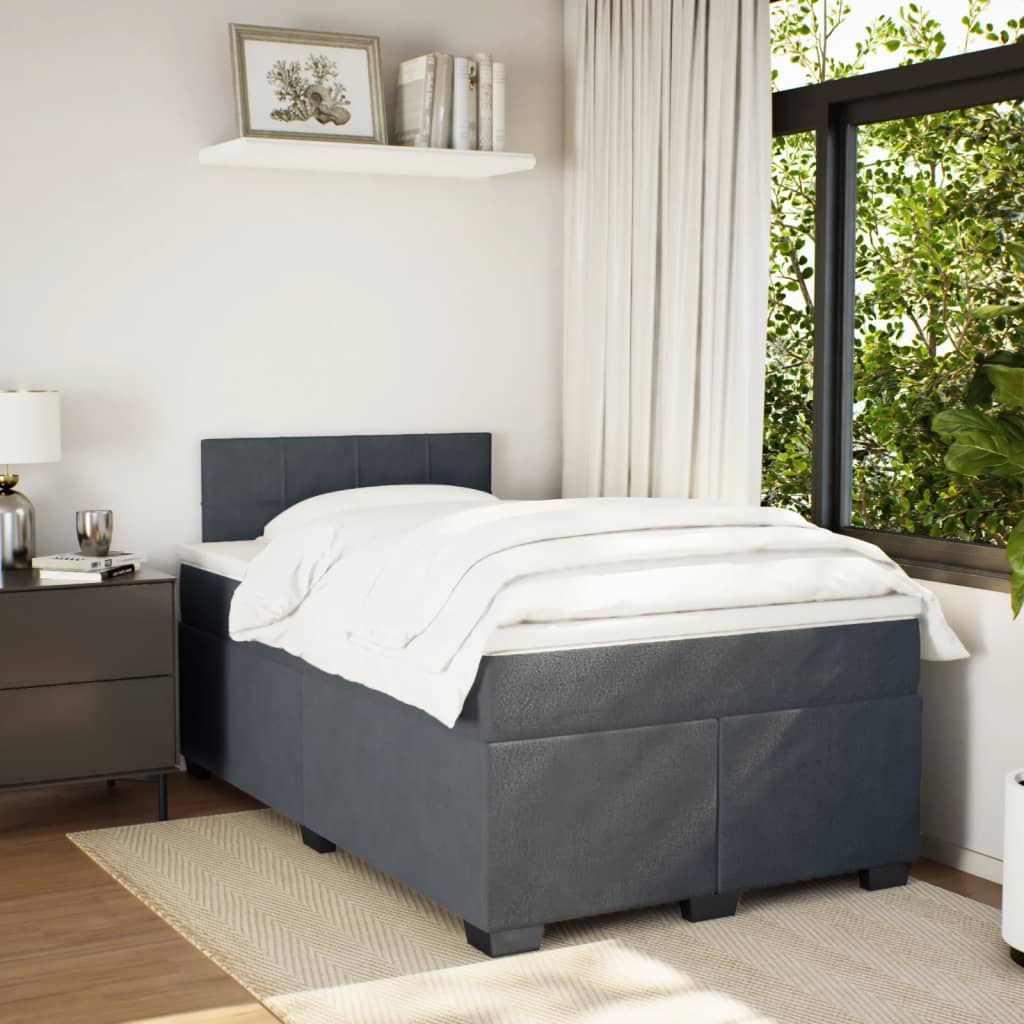 Krevet box spring s madracem tamnosivi 120 x 190 cm baršun