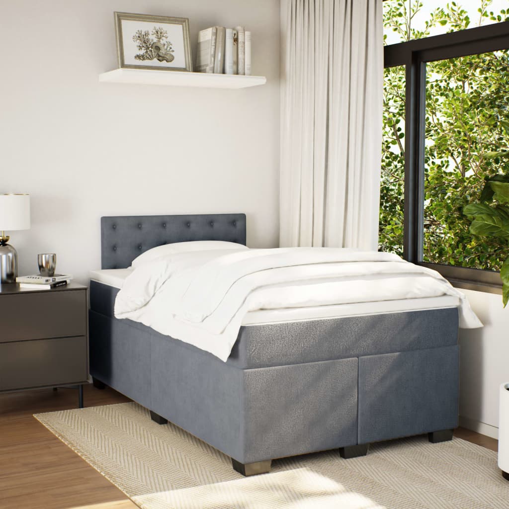 Krevet box spring s madracem tamnosivi 120 x 190 cm baršun