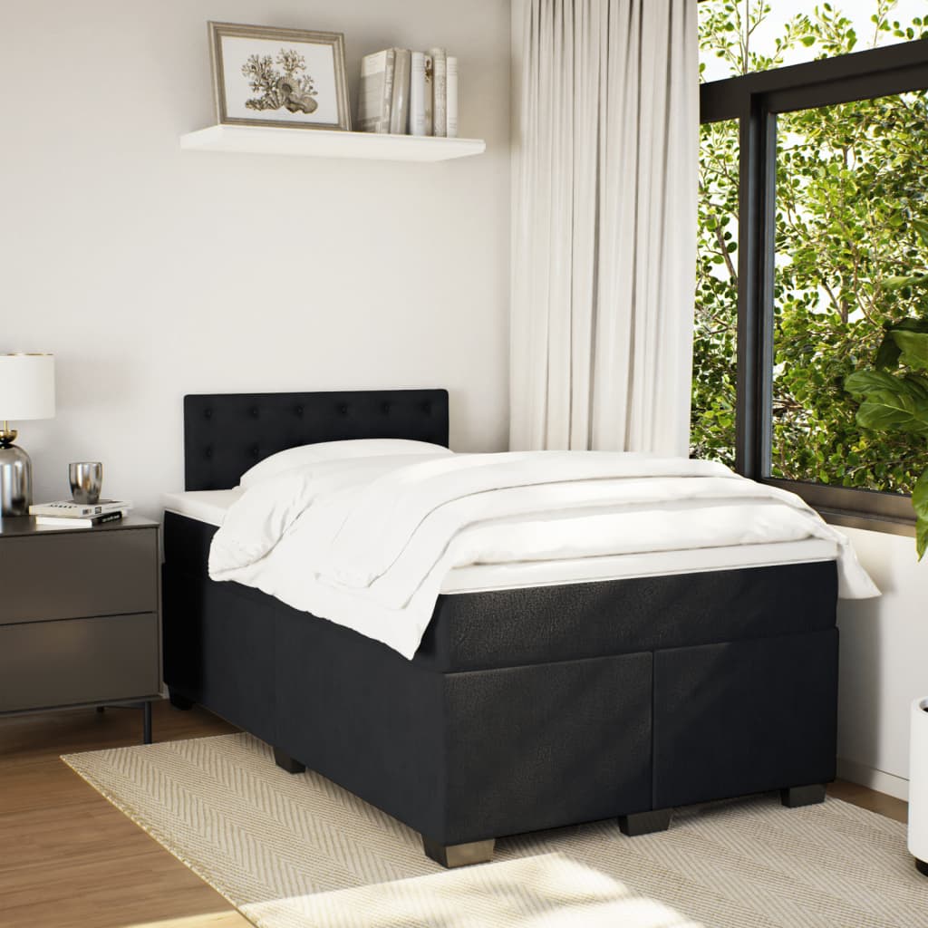 Krevet box spring s madracem crni 120 x 190 cm baršunasti