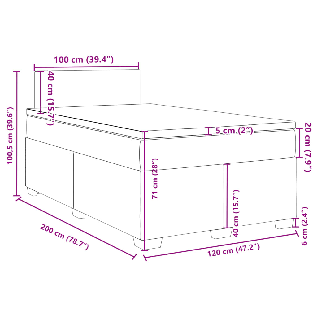 Box spring krevet s madracem ružičasti 120 x 200 cm baršunasti