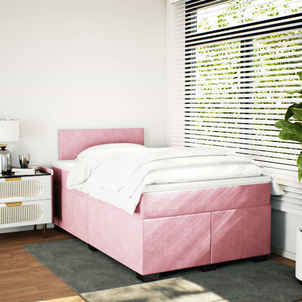 Box spring krevet s madracem ružičasti 120 x 200 cm baršunasti