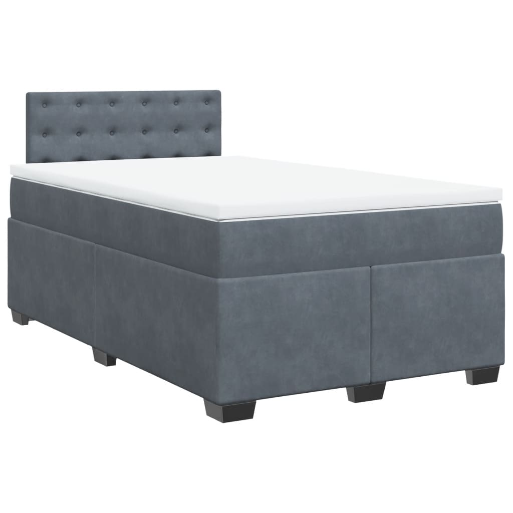 Box spring krevet s madracem tamnosivi 120 x 200 cm baršunasti
