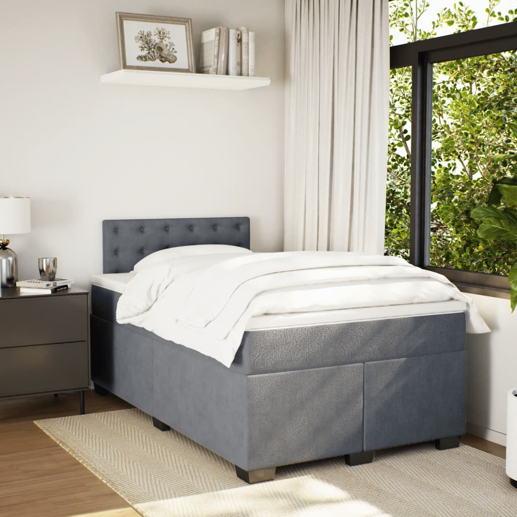 Box spring krevet s madracem tamnosivi 120 x 200 cm baršunasti