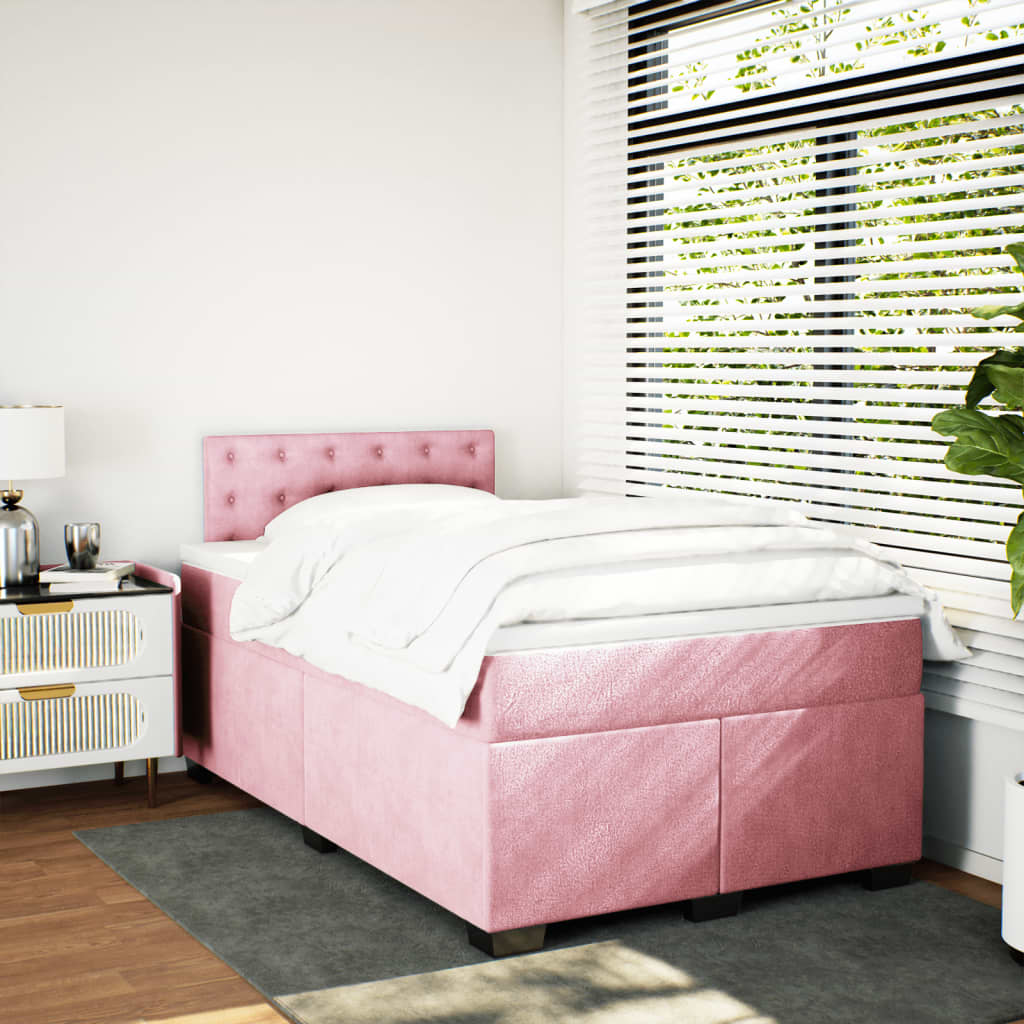 Box spring krevet s madracem ružičasti 120 x 200 cm baršunasti