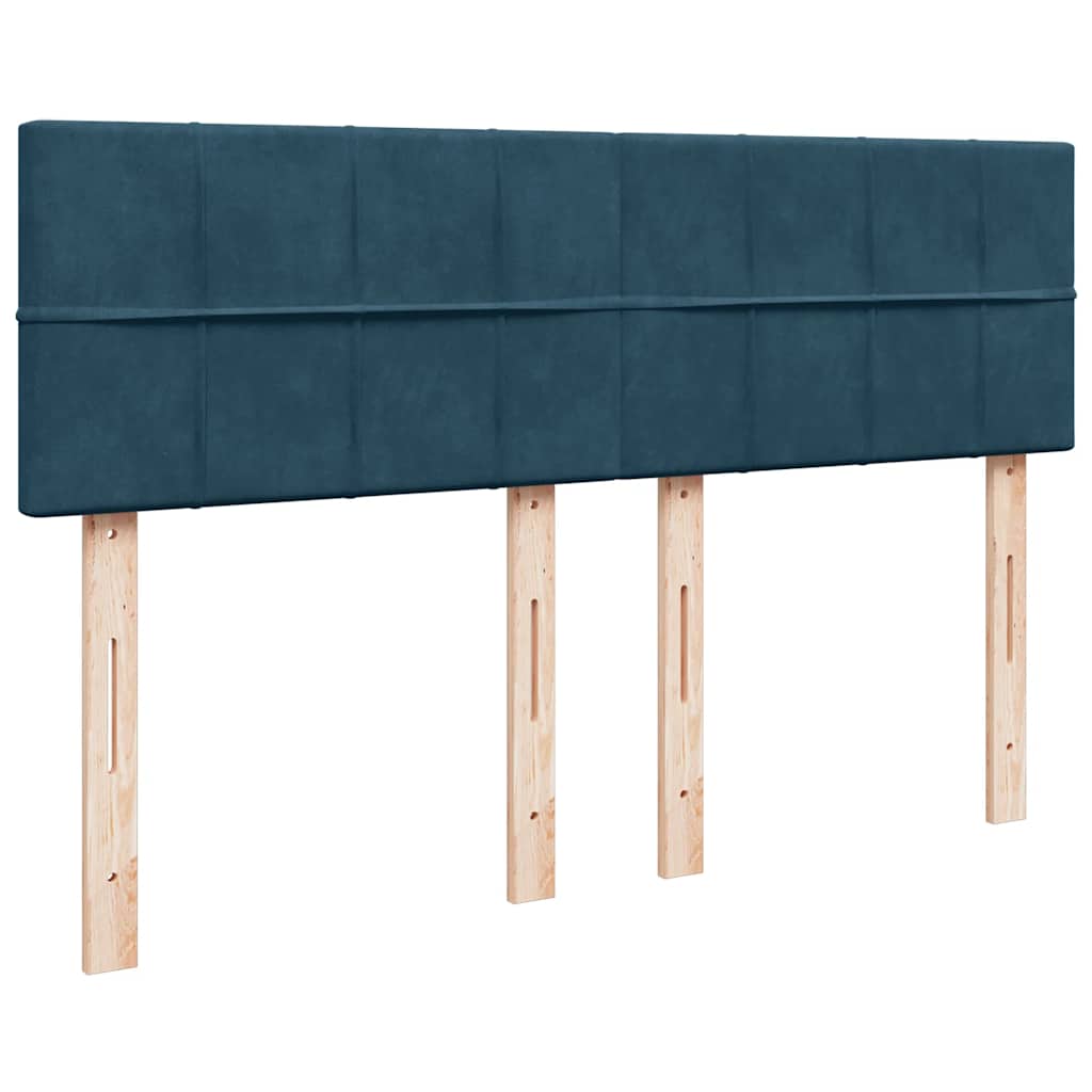 Krevet s oprugama i madracem tamnoplavi 140x190 cm baršunasti