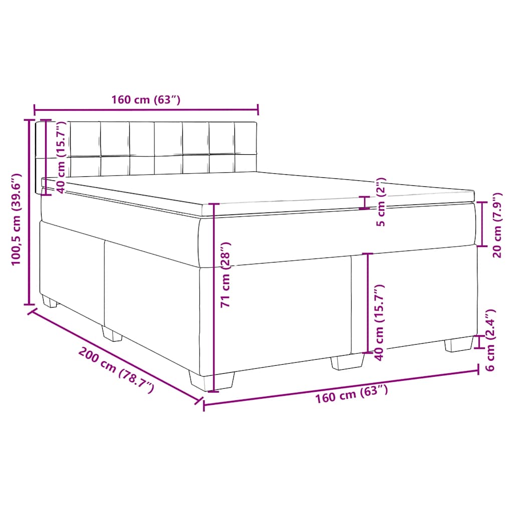 Krevet box spring s madracem plavi 160 x 200 cm baršunasti