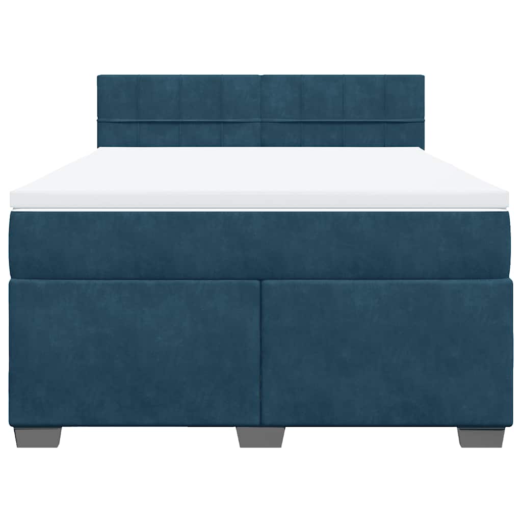 Krevet box spring s madracem plavi 160 x 200 cm baršunasti