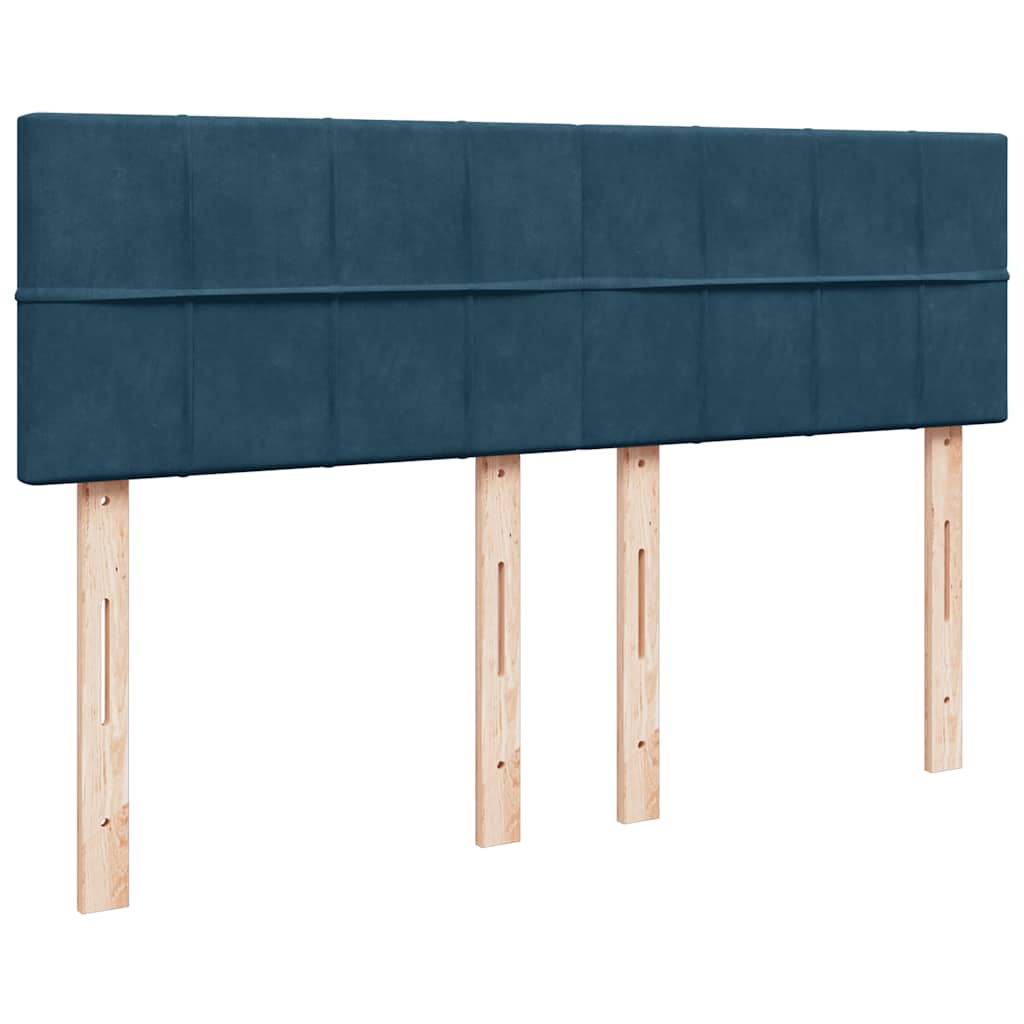 Krevet box spring s madracem plavi 160 x 200 cm baršunasti