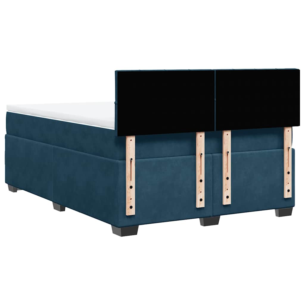 Krevet box spring s madracem plavi 160 x 200 cm baršunasti
