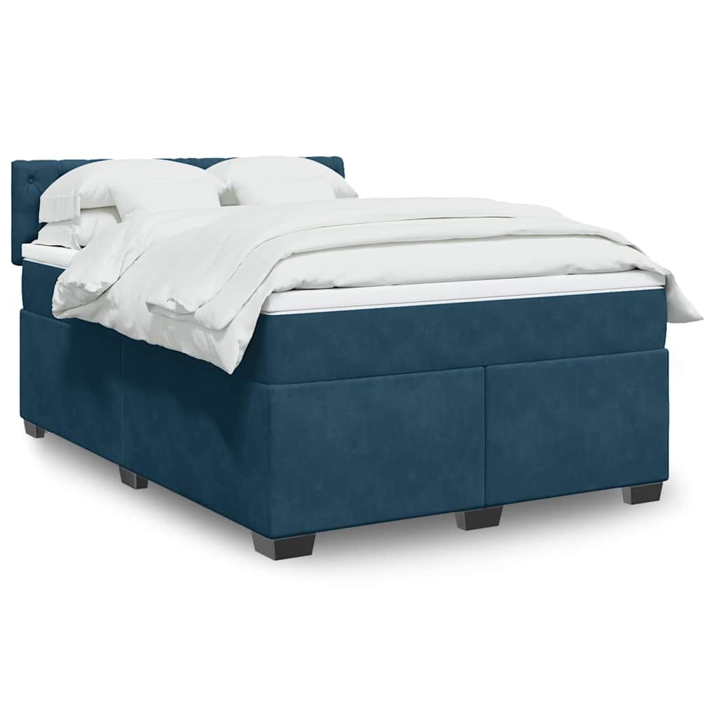 Krevet box spring s madracem plavi 160 x 200 cm baršunasti