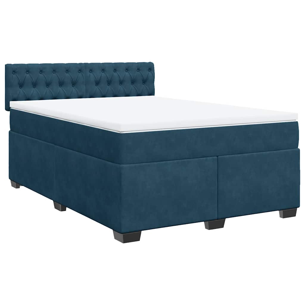 Krevet box spring s madracem plavi 160 x 200 cm baršunasti