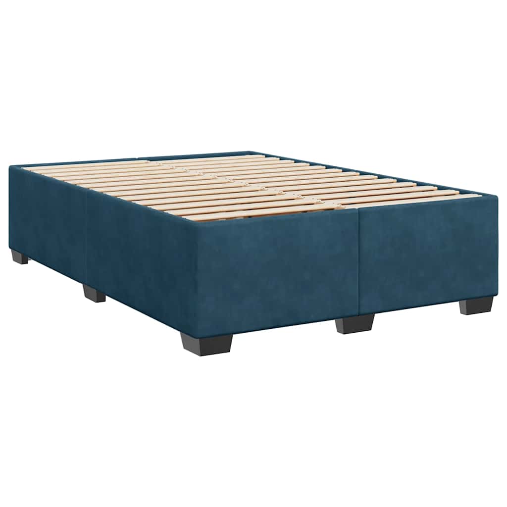 Krevet box spring s madracem plavi 160 x 200 cm baršunasti