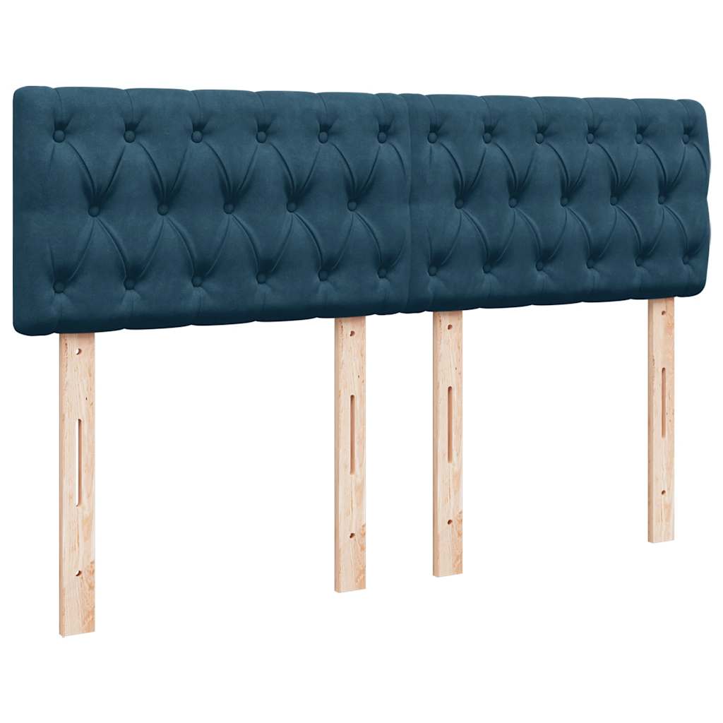 Krevet box spring s madracem plavi 160 x 200 cm baršunasti