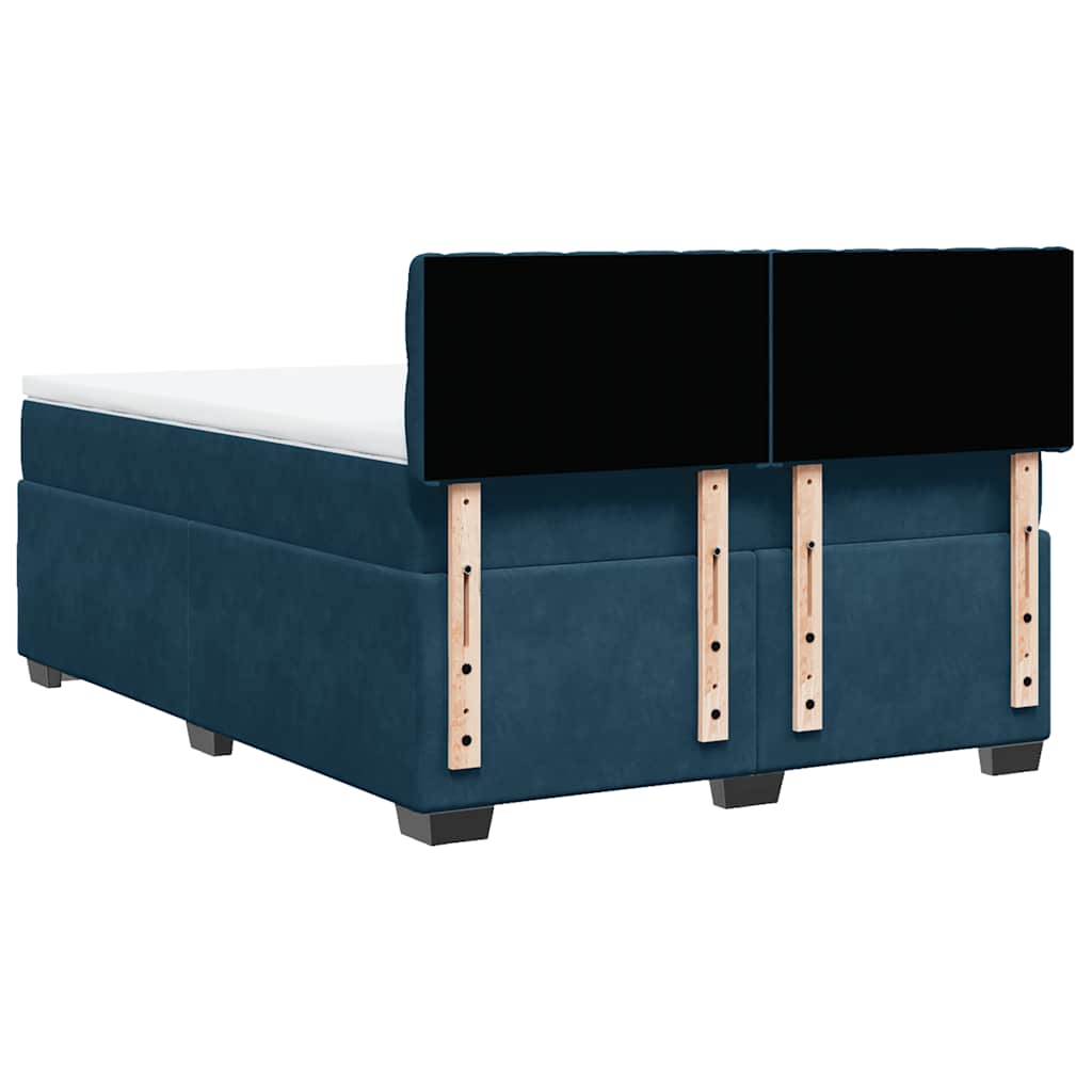 Krevet box spring s madracem plavi 160 x 200 cm baršunasti