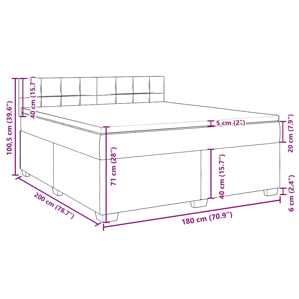 Krevet s oprugama i madracem tamnozeleni 180x200 cm baršunasti