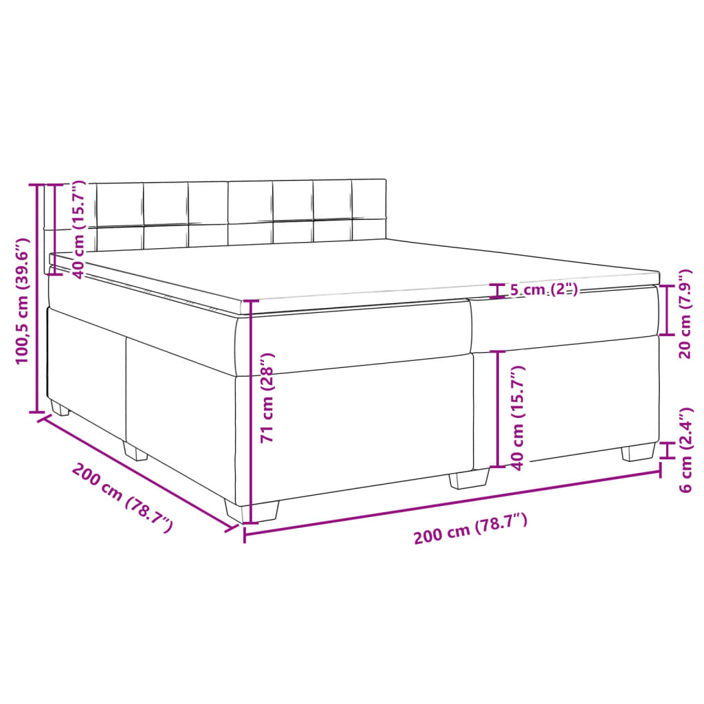 Krevet s oprugama i madracem svjetlosivi 200x200 cm baršunasti