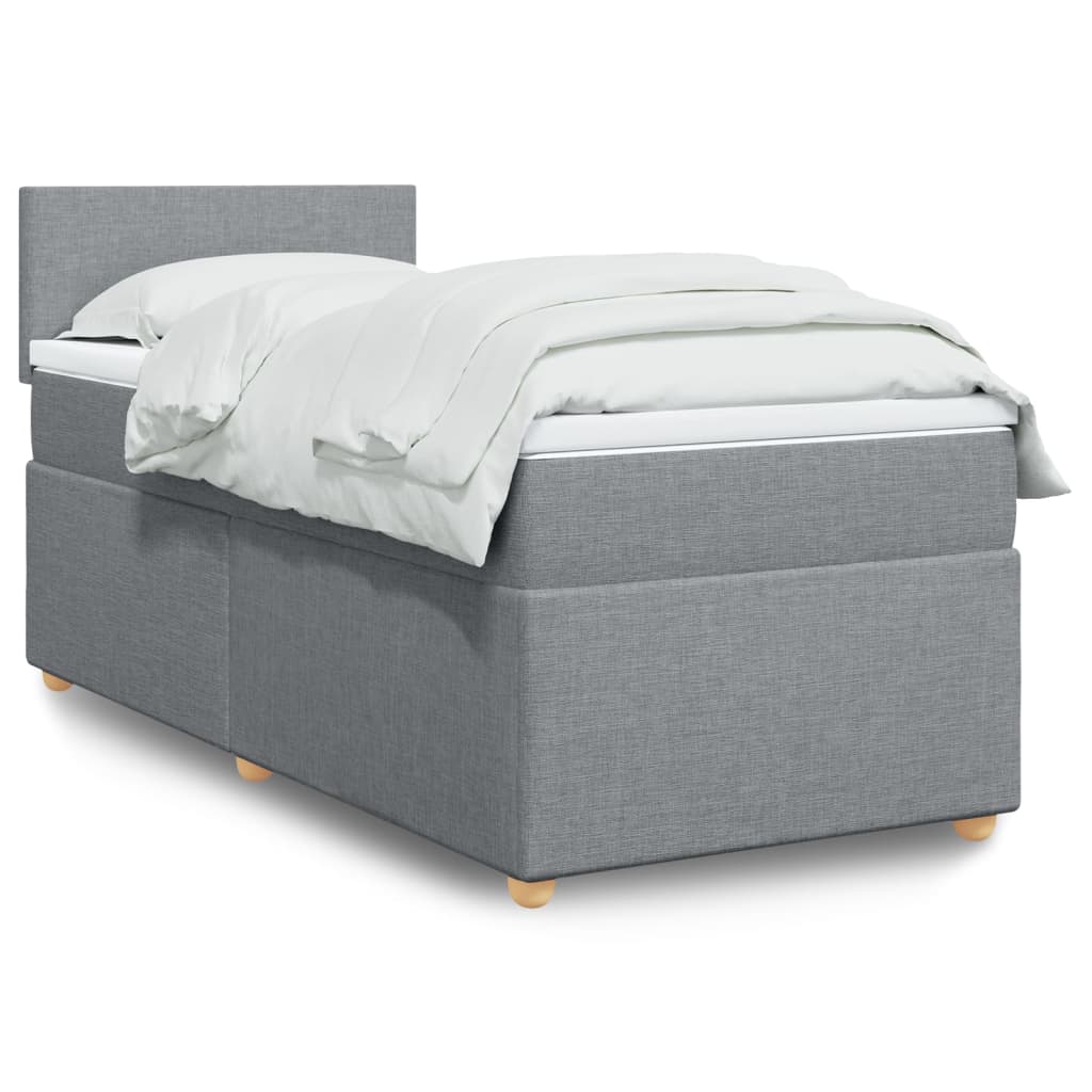 Box spring krevet s madracem svjetlosivi 90x190 cm od tkanine