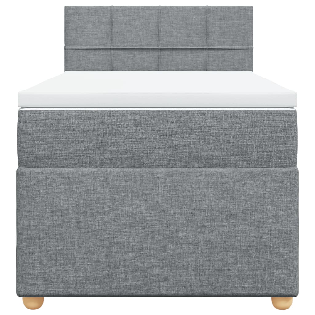 Box spring krevet s madracem svjetlosivi 90x190 cm od tkanine