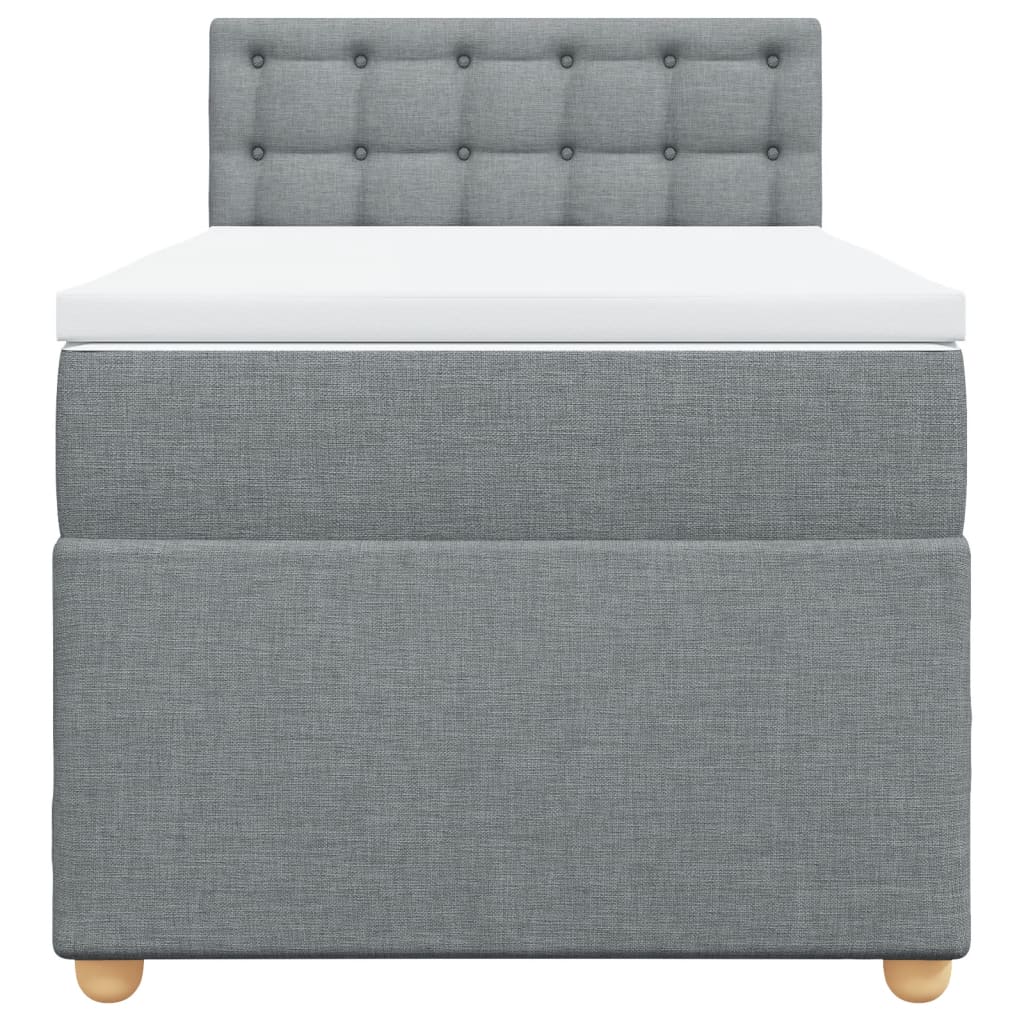 Box spring krevet s madracem svjetlosivi 90x190 cm od tkanine