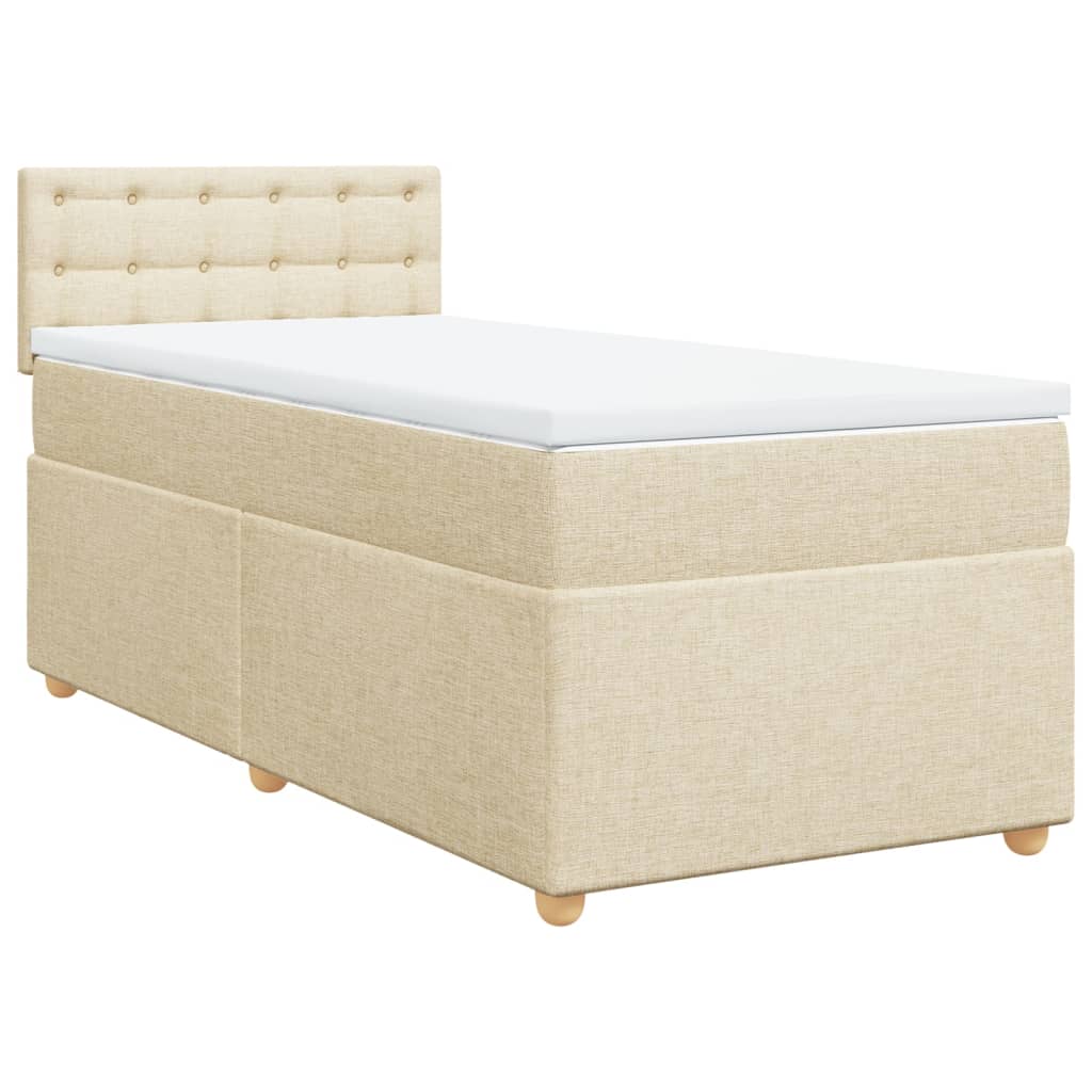 Krevet s oprugama i madracem krem 90 x 190 cm od tkanine