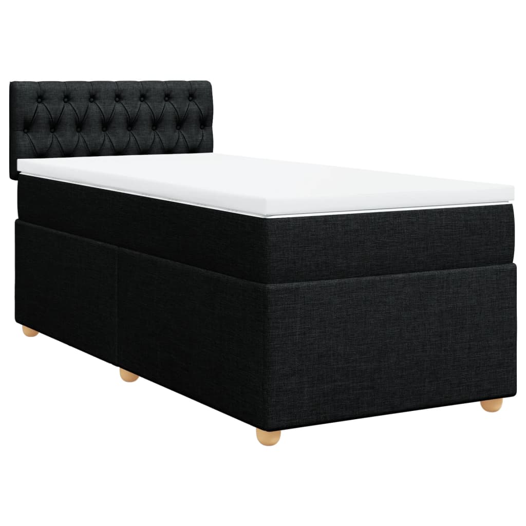 Krevet s oprugama i madracem crni 90x200 cm od tkanine