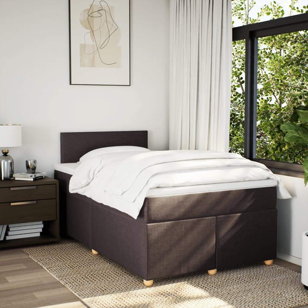 Krevet box spring s madracem tamnosmeđi 120 x 190 cm od tkanine