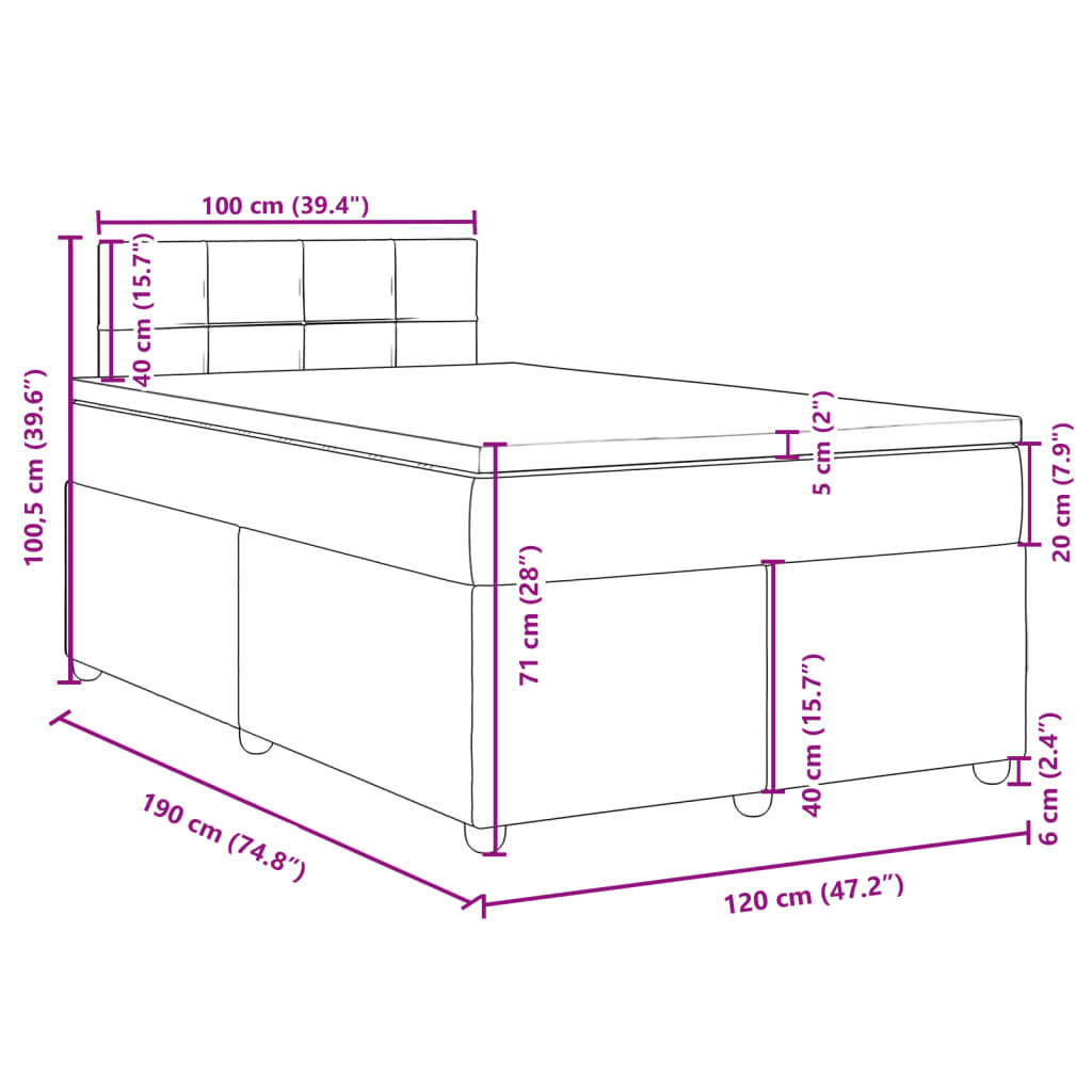 Krevet box spring s madracem krem 120 x 190 cm od tkanine