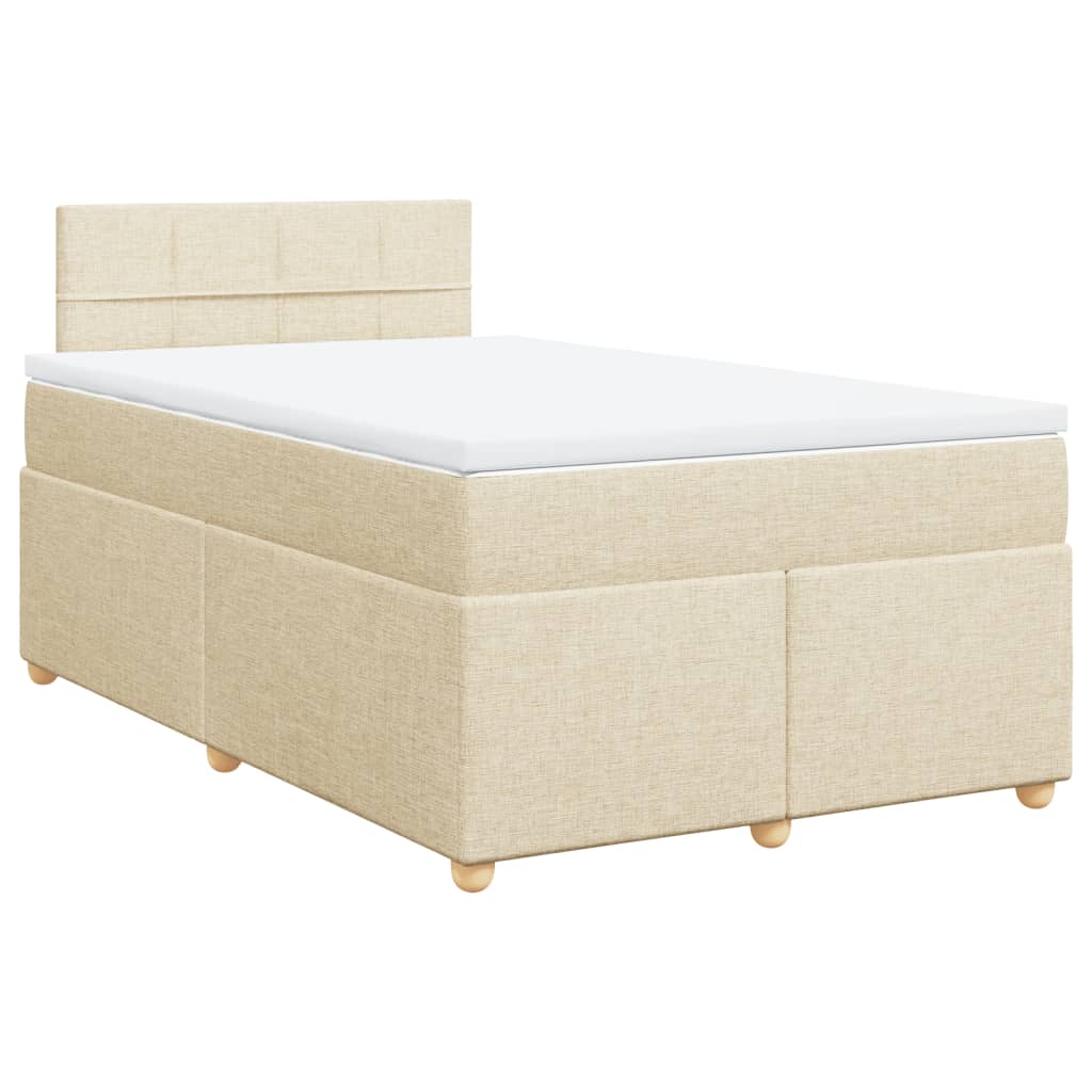 Krevet s oprugama i madracem krem 120 x 200 cm od tkanine