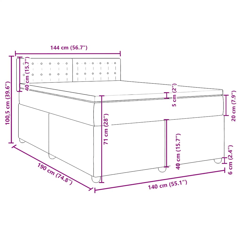 Krevet s oprugama i madracem plavi 140 x 190 cm od tkanine