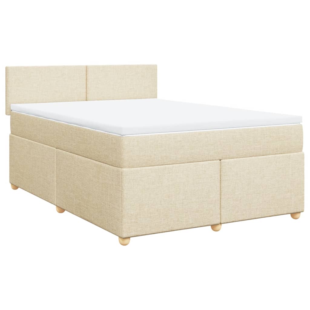 Krevet s oprugama i madracem krem 140x200 cm od tkanine
