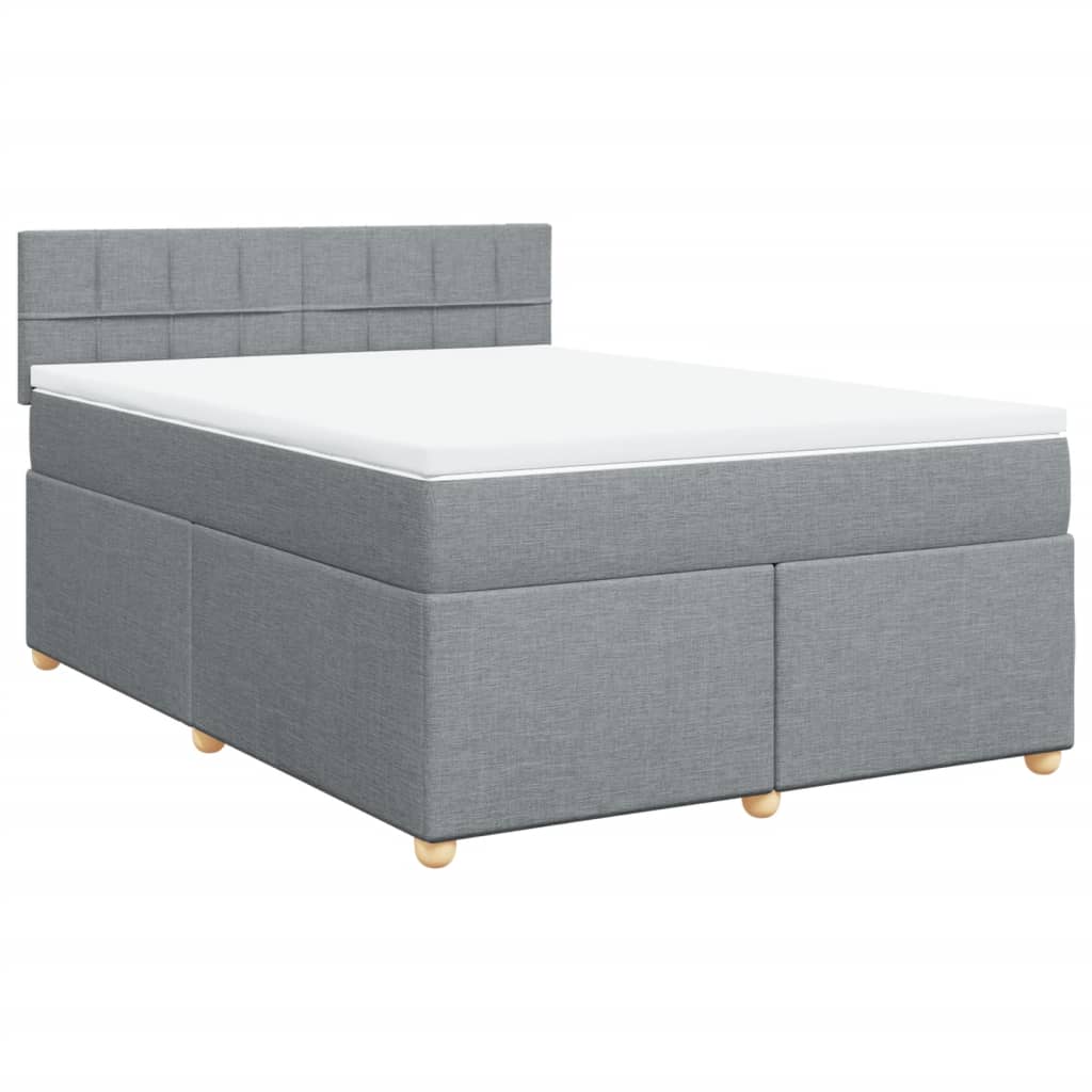 Krevet box spring s madracem svjetlosivi 140x200 cm od tkanine