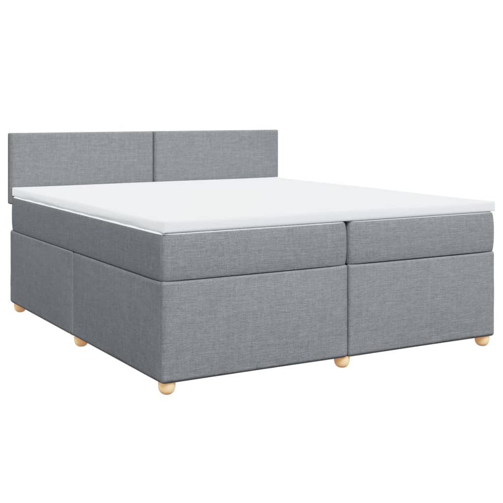 Krevet s oprugama i madracem svjetlosivi 200 x 200cm od tkanine