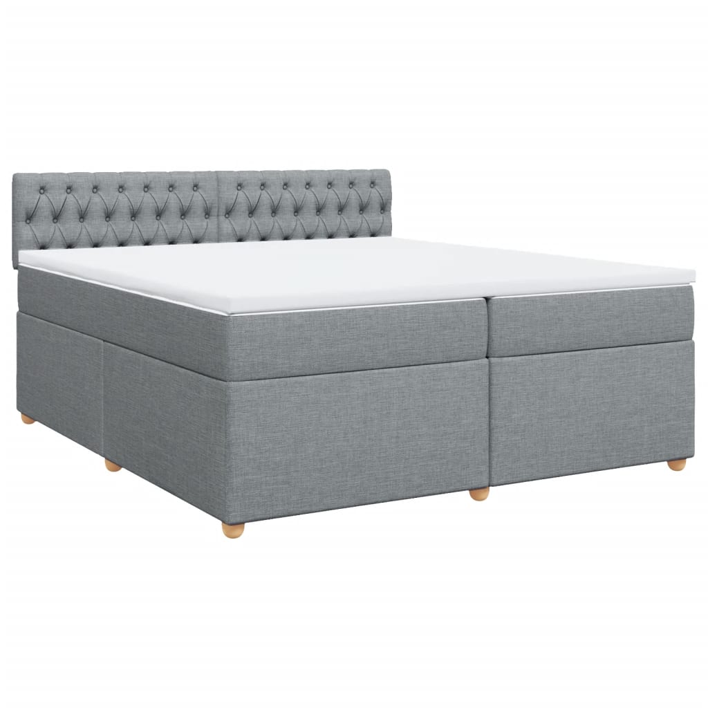 Krevet s oprugama i madracem svjetlosivi 200 x 200cm od tkanine