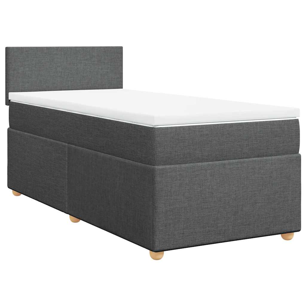 Krevet box spring s madracem tamnosivi za 1 osobu tkanine