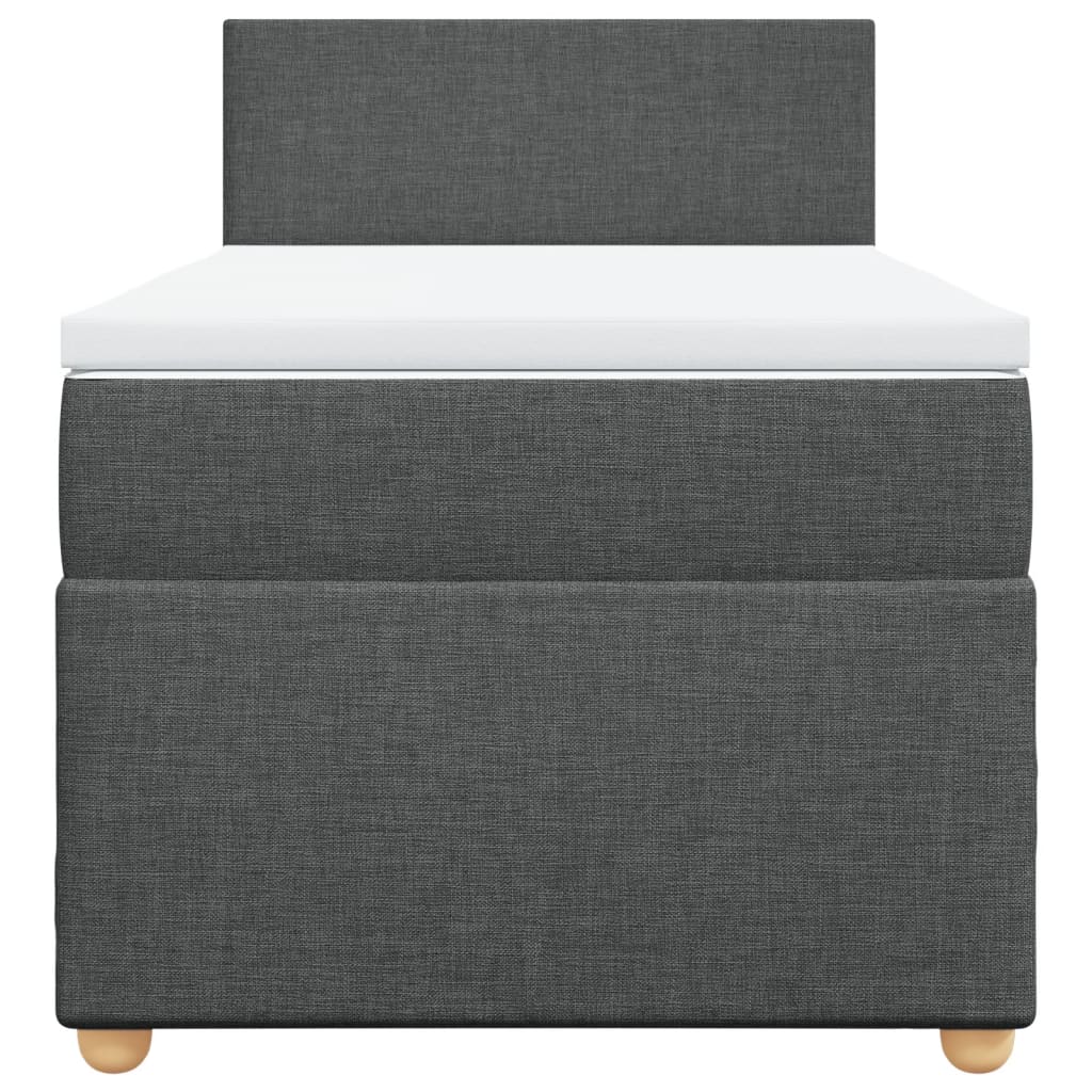 Krevet box spring s madracem tamnosivi za 1 osobu tkanine