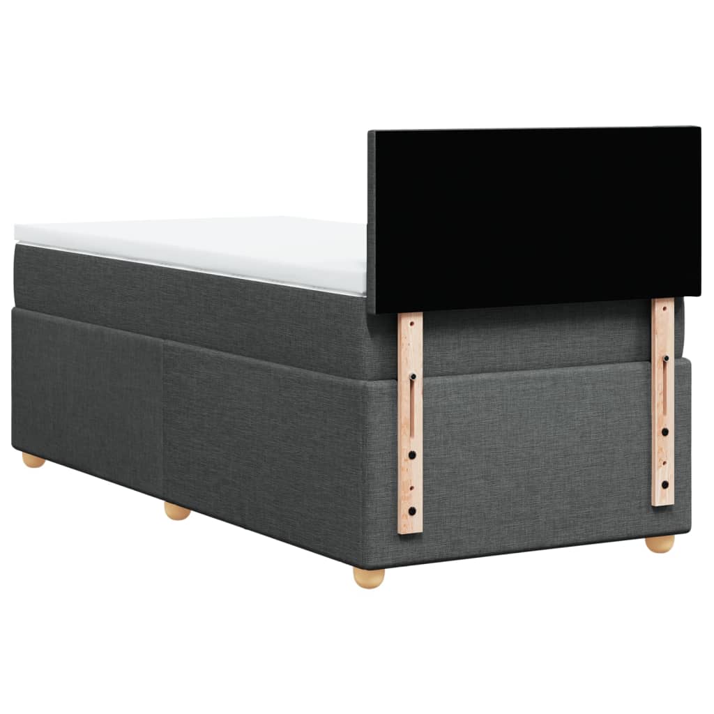 Krevet box spring s madracem tamnosivi za 1 osobu tkanine