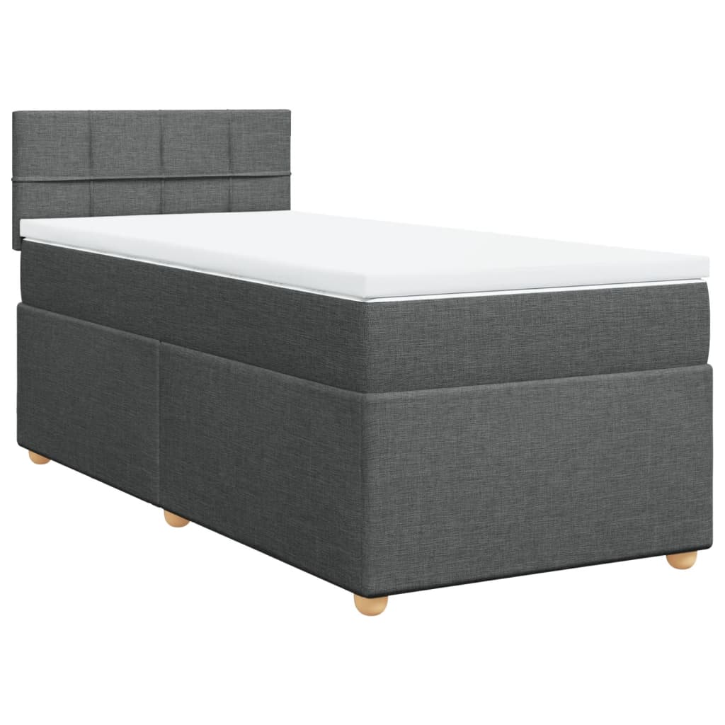 Krevet box spring s madracem tamnosivi za 1 osobu tkanine