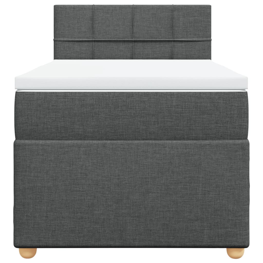Krevet box spring s madracem tamnosivi za 1 osobu tkanine